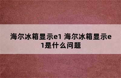 海尔冰箱显示e1 海尔冰箱显示e1是什么问题